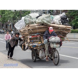 Fototapetas Šanchajaus makulatūros transportas dviračiu, Kinija, 360x270 cm
